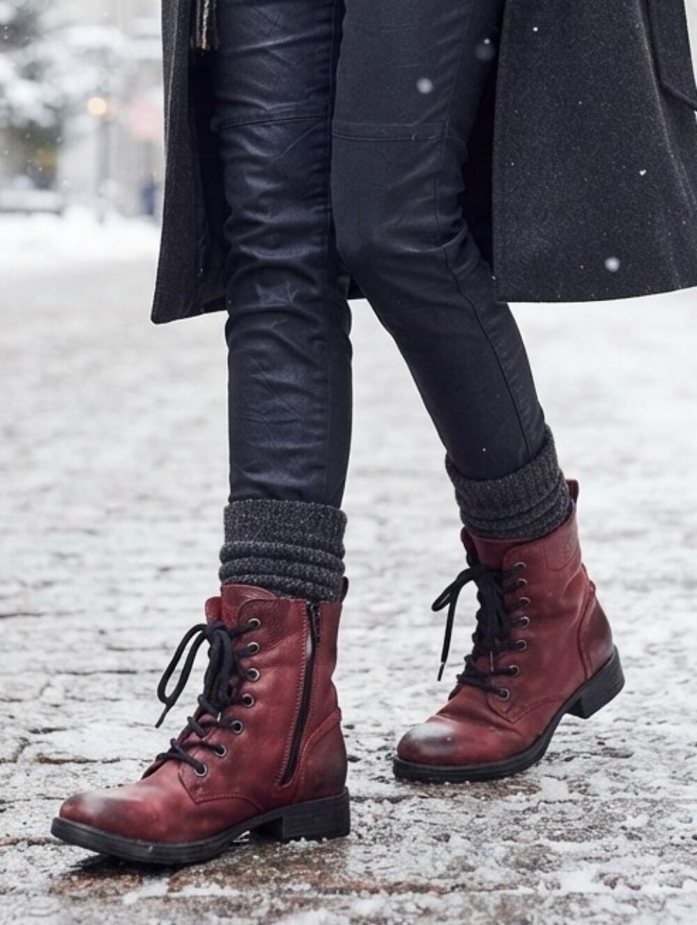 Women’s Lace Up Ankle Boots Size 36 Combat Moto Block Heel Boots